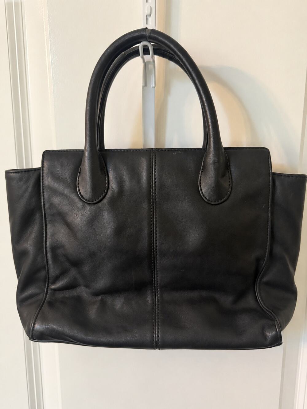 Giani Bernini Black Leather Mini Tote Bag Double Handle Gold Tone Hardware